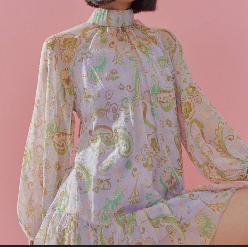 ALEMAIS Lovella Silk Crinkle Mini Dress